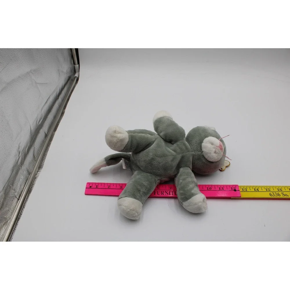 Ty Pluffies Pursley Cat Grey White Soft Plush Stuffed Animal 2009
